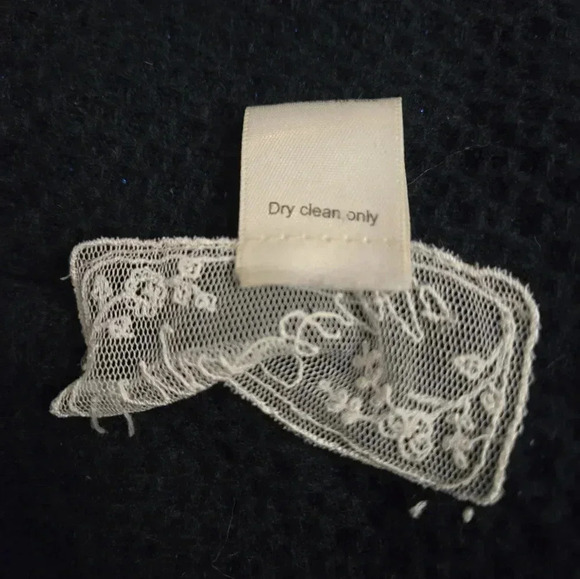 Nick & Mo Pea Coat Navy Blue Dark Academia Whimsy Goth Fringe Wool Blend Size L - Picture 6 of 10